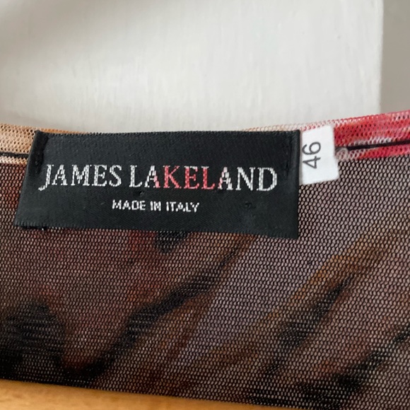 James Lakeland Mesh Blouse Top IT 46 UK 14 Floral Coral Red Orange Multi Lettuce - Picture 8 of 9